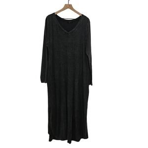 Rae Mode Mineral Wash Jersey‎ Knit Maxi Dress 3XL Grey Long Sleeve V-Neck